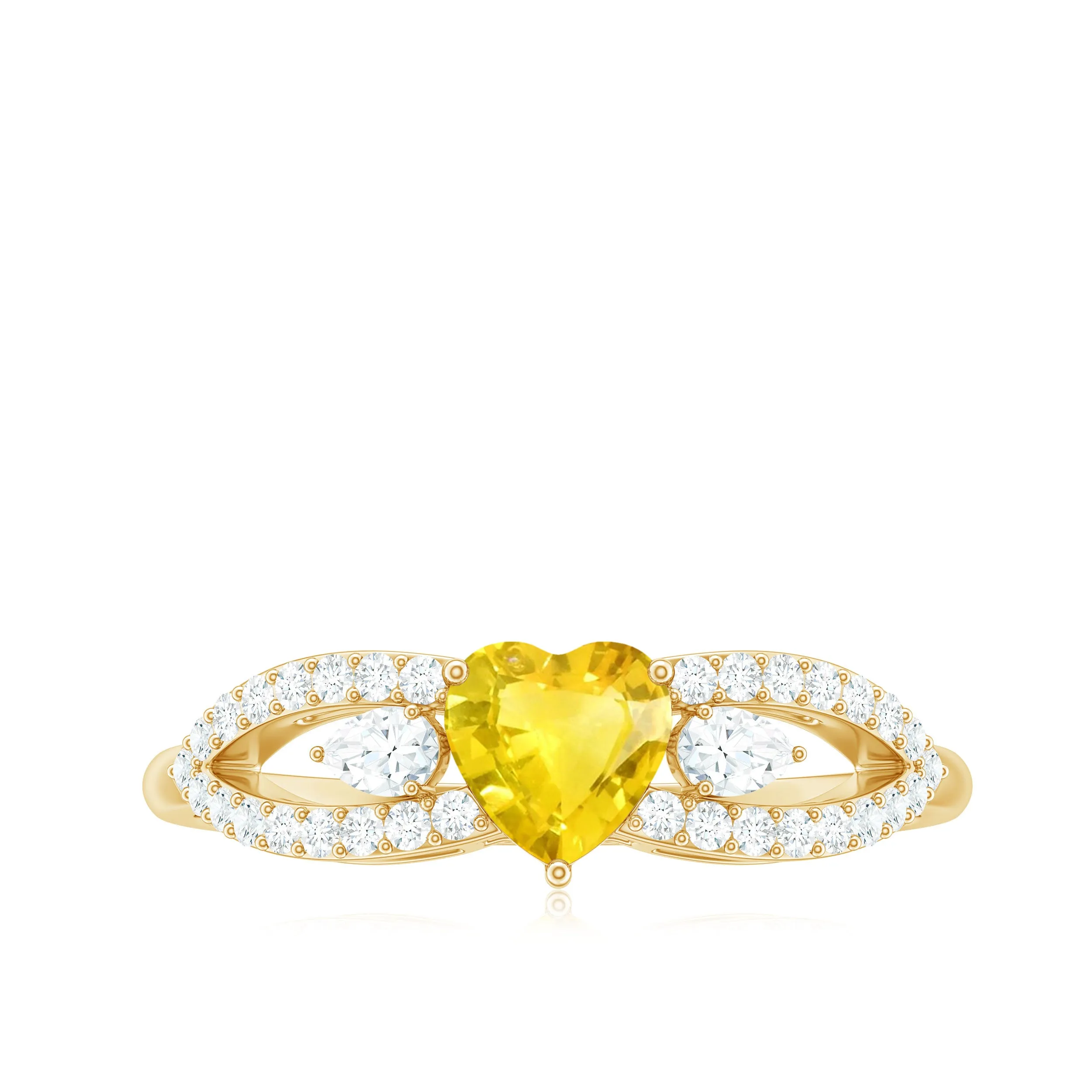 1 CT Solitaire Yellow Sapphire Heart Engagement Ring with Diamond