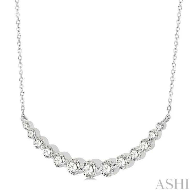 1 ctw Diamond Smile Necklace in 14K White Gold