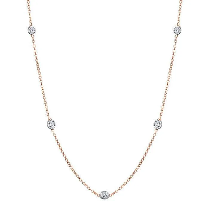 1.00 cttw Lab Created Diamond Bezel Set Station Necklace