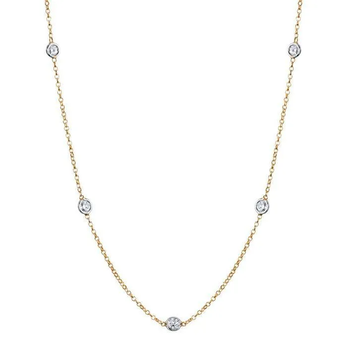 1.00 cttw Lab Created Diamond Bezel Set Station Necklace