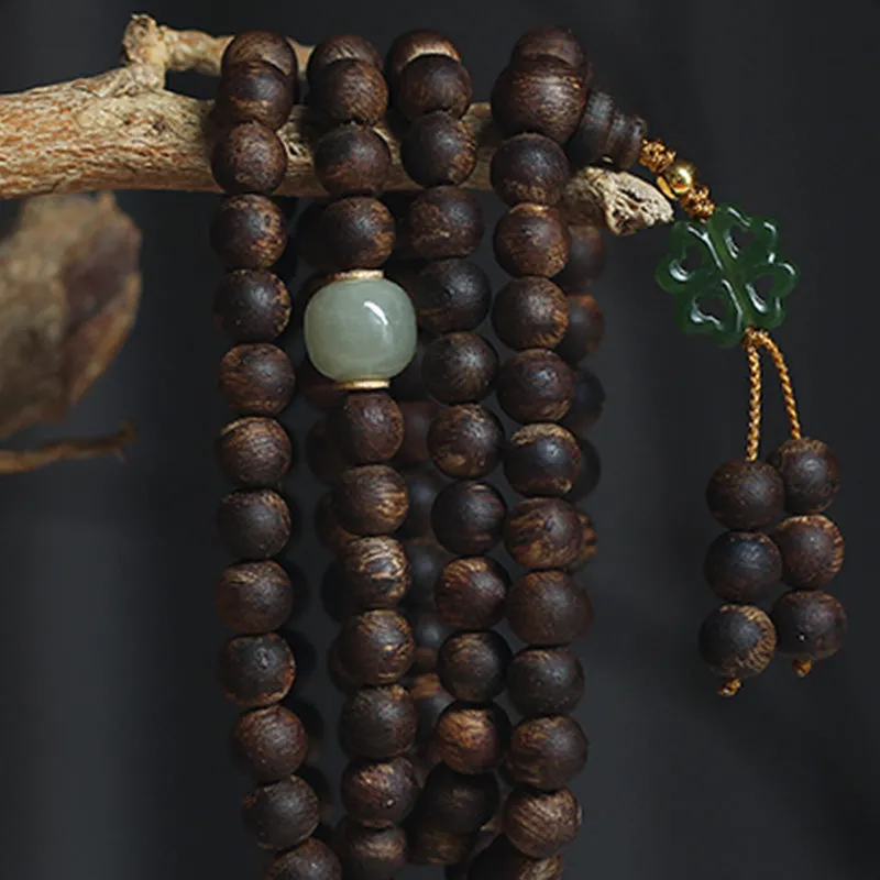 108 Mala Beads Nha Trang Bai Qinan Agarwood Jade 999 Gold Peace Bracelet (Only one in stock)