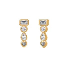 10K Multi Shape Drop Earrings