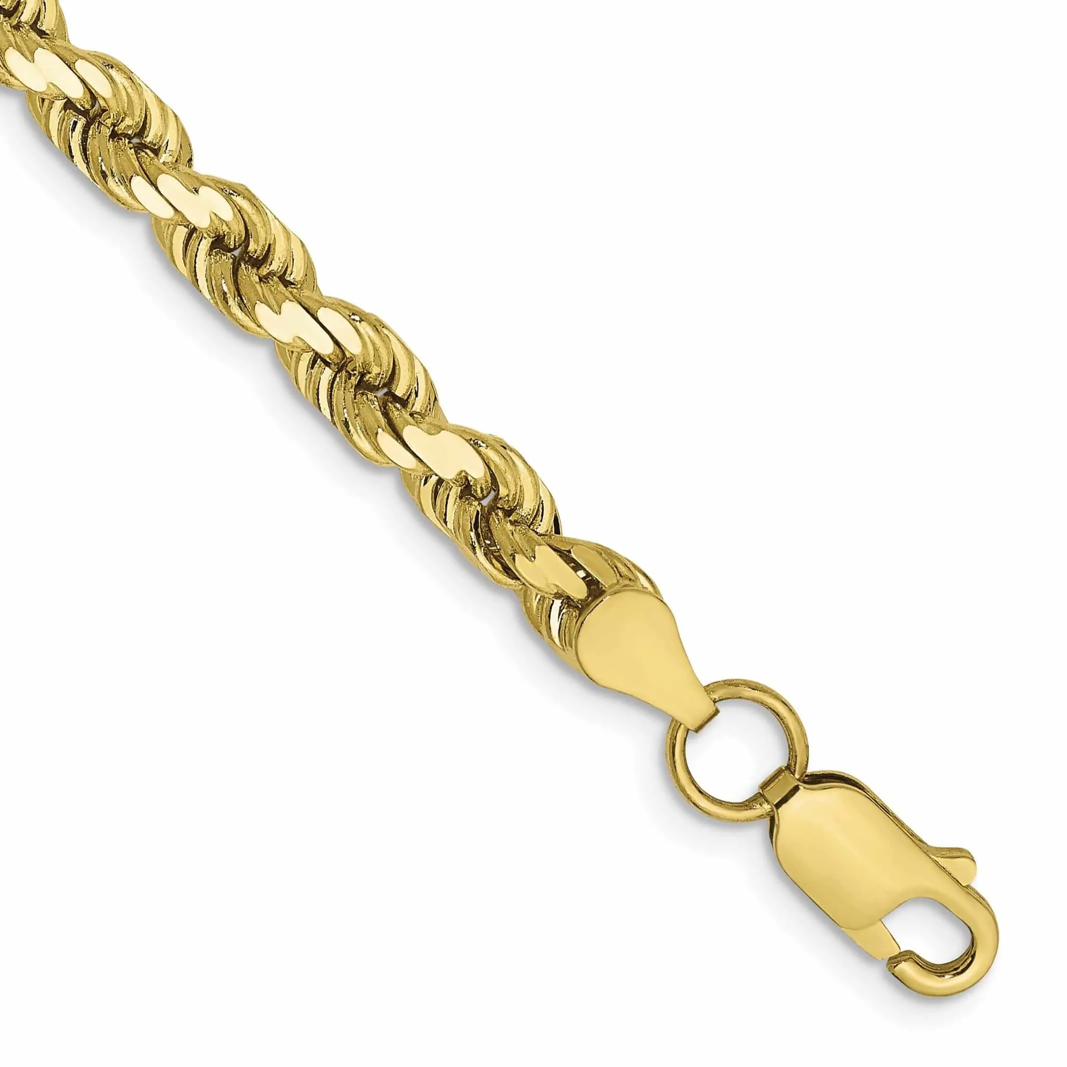 10k Yellow Gold Diamond Cut Rope Bracelet 5MM