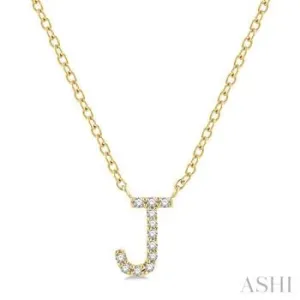 10KY Diamond Initial "J" Necklace w/ 0.04 ctw & 18" Chain