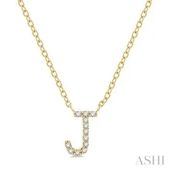 10KY Diamond Initial "J" Necklace w/ 0.04 ctw & 18" Chain