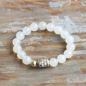 10mm Moonstone with Nepalese Shell Bead