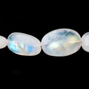 10x7-17x13mm Rainbow Moonstone Plain Nugget Beads 18 inch 36 pieces