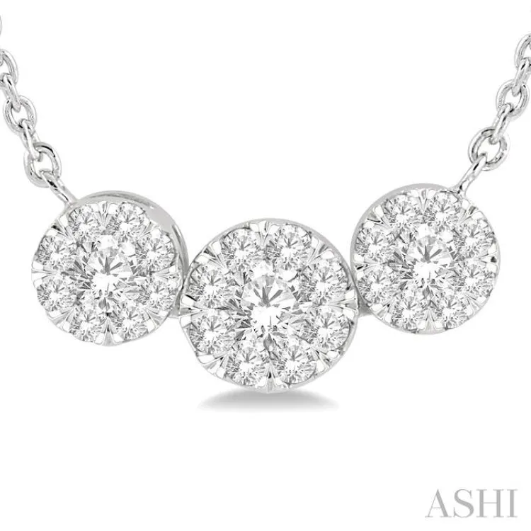 1/3 Ctw Triple Circle Lovebright Round Cut Diamond Necklace in 14K White Gold