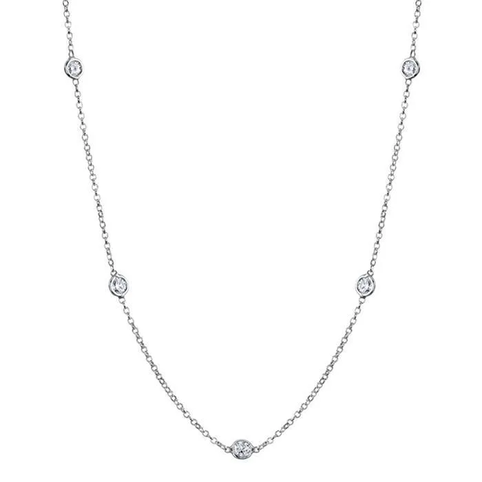 1.40 cttw Lab Created Diamond Bezel Set Station Necklace