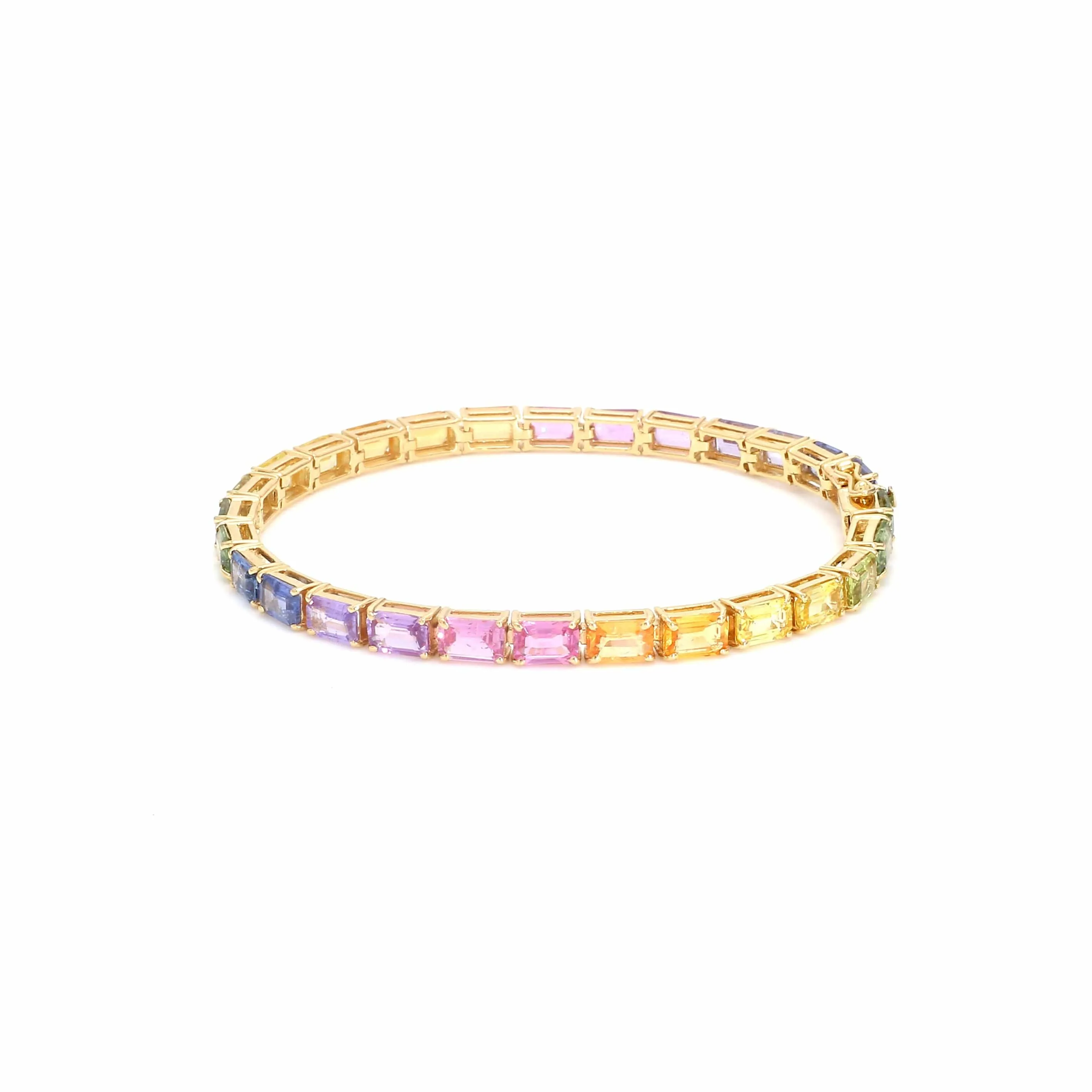 14K & 18K Gold Rainbow Tennis Bracelet, East West