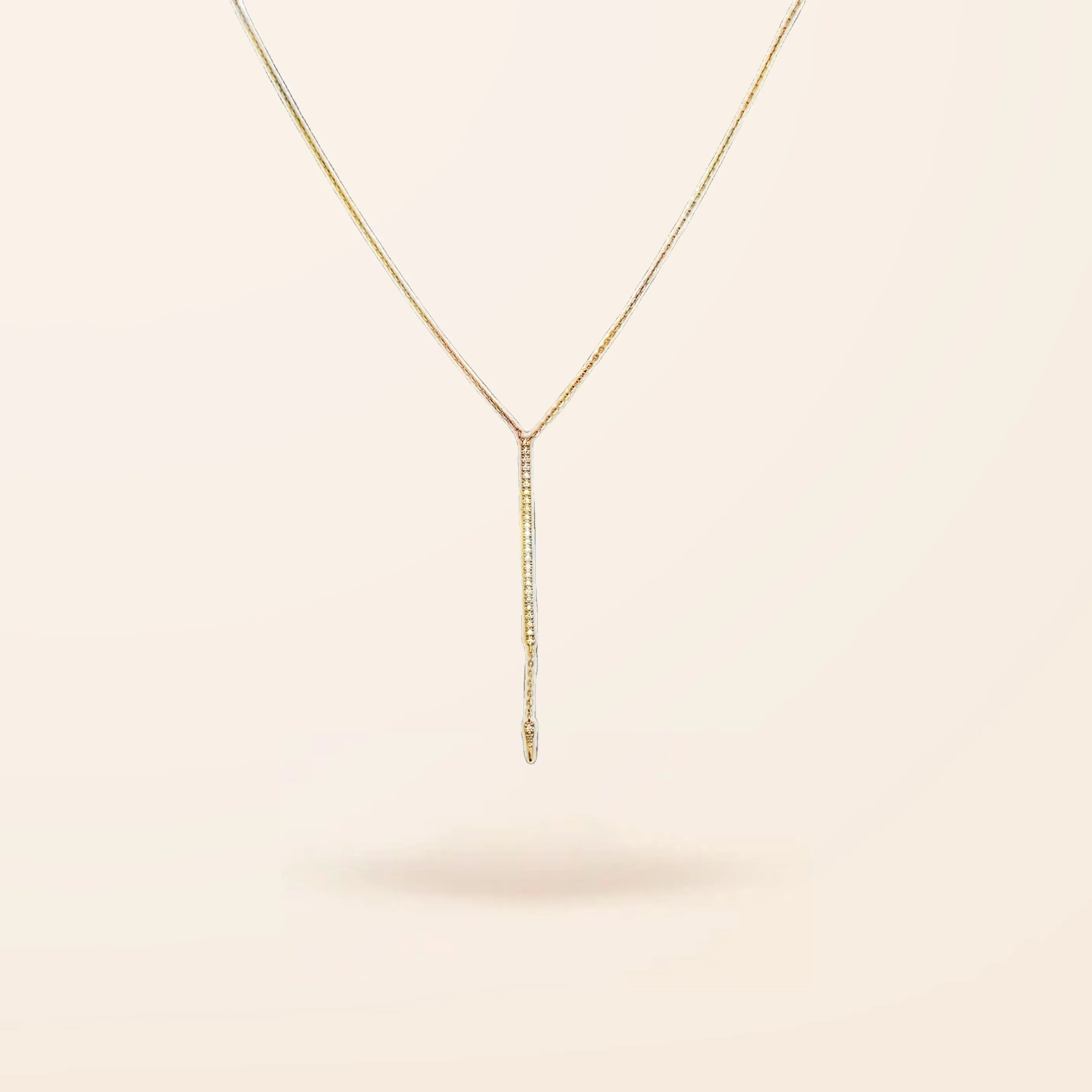 14K Gold Diamond Bar Lariat