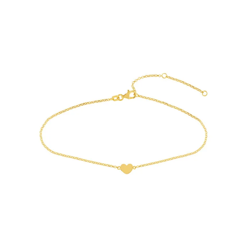 14K Gold Heart Ankle Bracelet