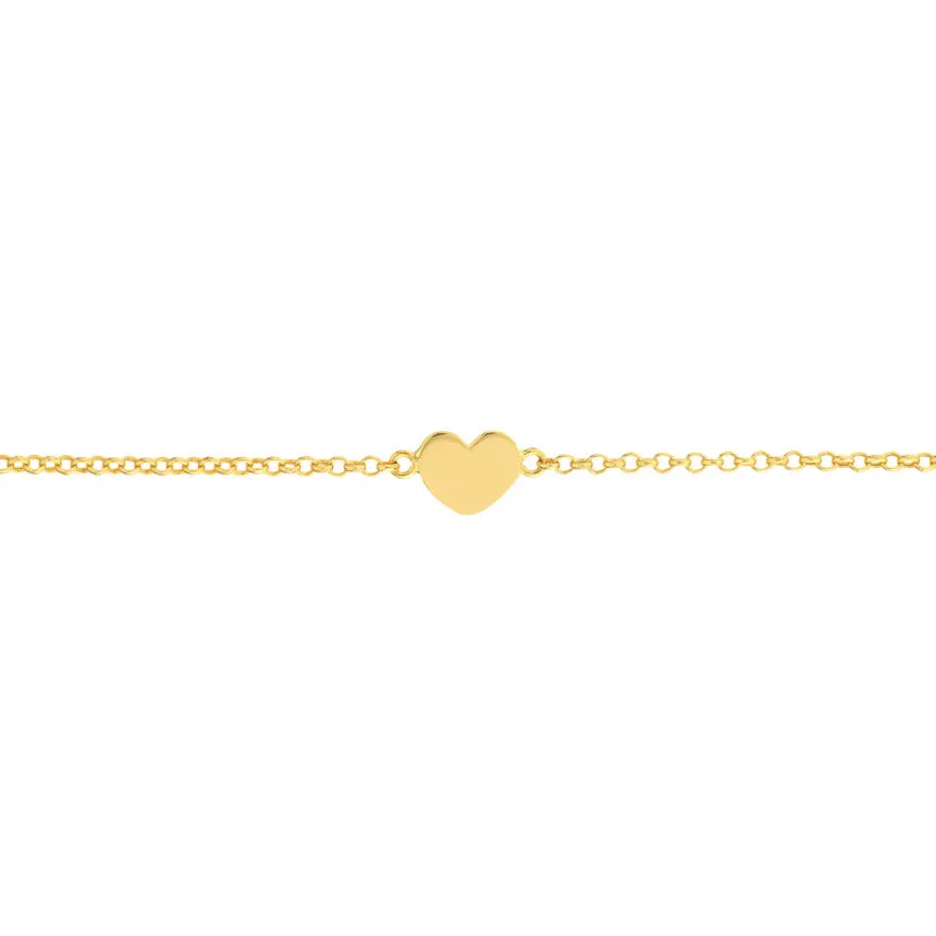 14K Gold Heart Ankle Bracelet