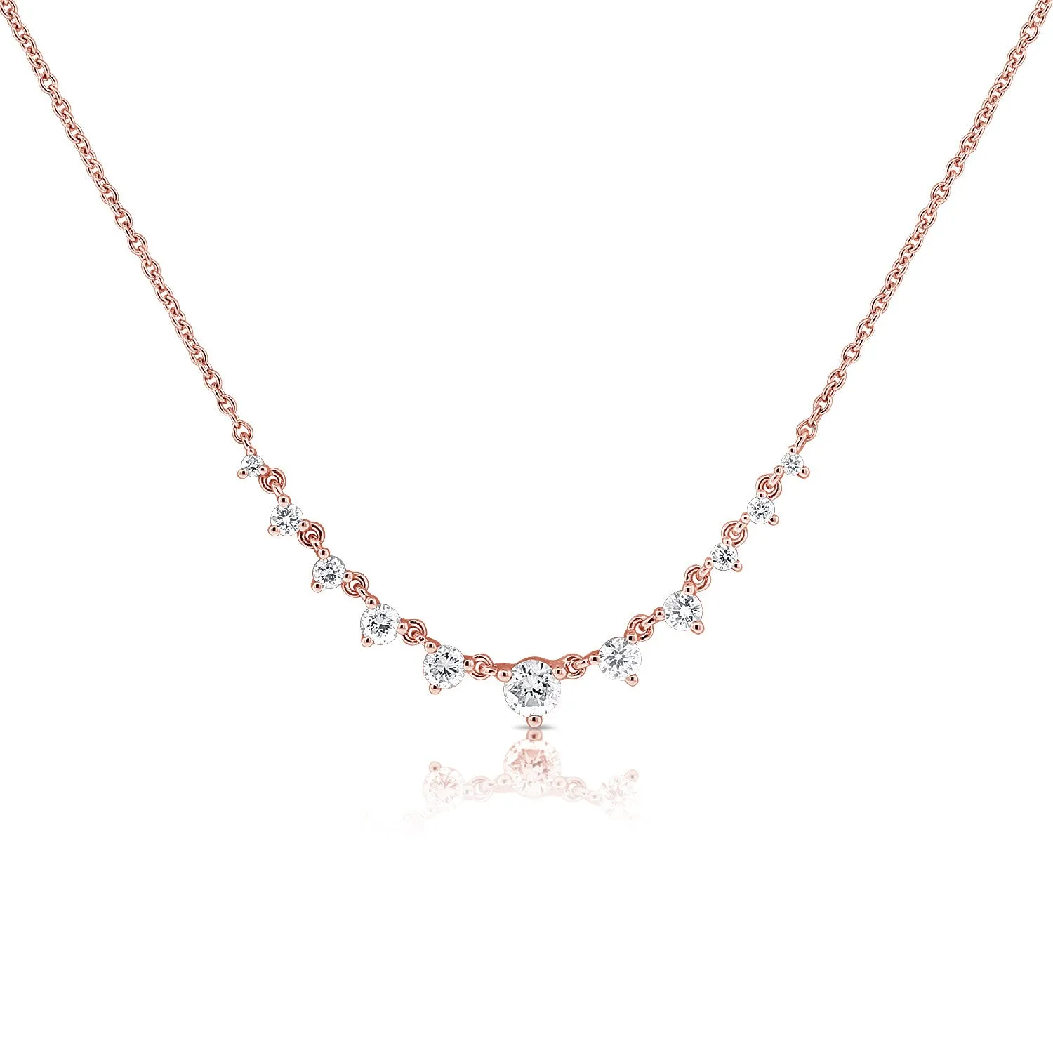 14K Rose Gold Graduating Diamond Necklace