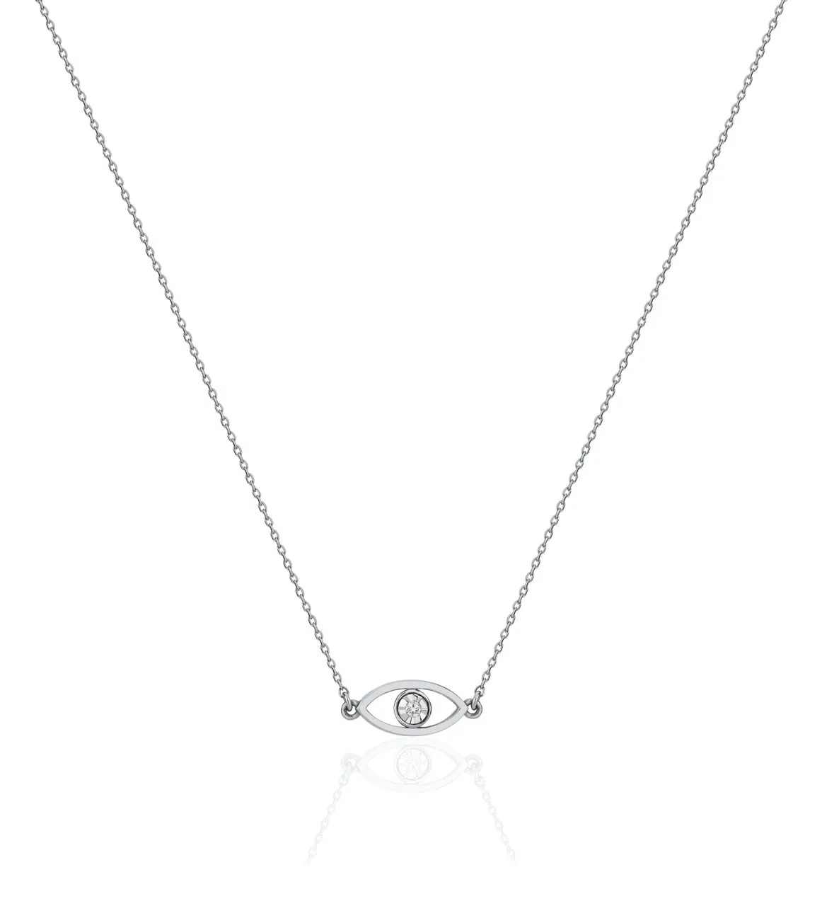 14K Solid Gold Evil Eye Diamond Necklace