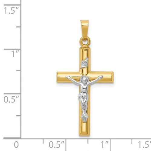 14K TT Gold Hollow Crucifix 0.9grms