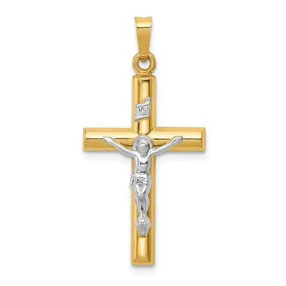 14K TT Gold Hollow Crucifix 0.9grms