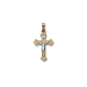 14K TT Gold Small Fancy Crucifix 1.0grms