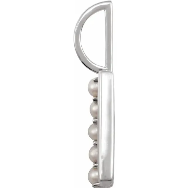 14K White Gold Cultured White Pearl Initial L Charm/Pendant