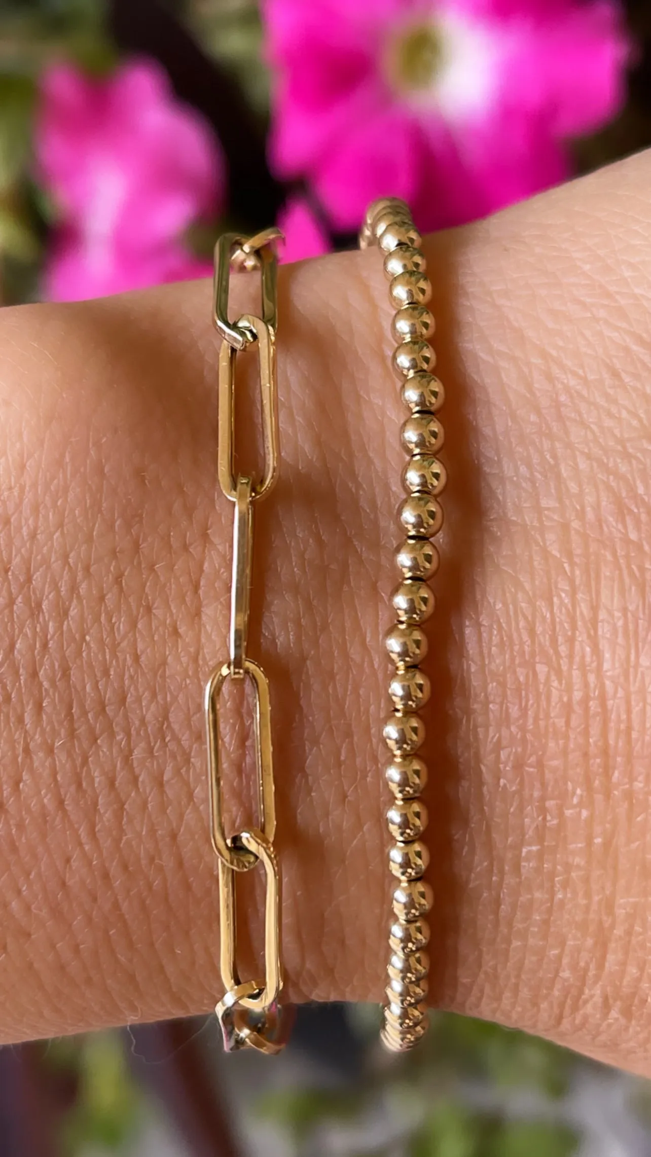 14K Yellow Gold 3MM Ball Stretch Bracelet