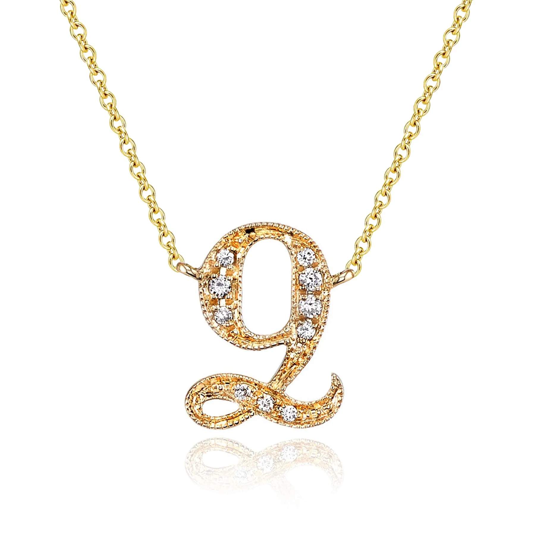 14K Yellow Gold Armenian Initial Diamond Necklace