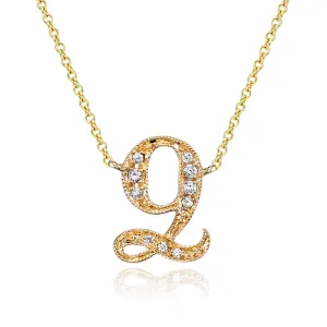 14K Yellow Gold Armenian Initial Diamond Necklace