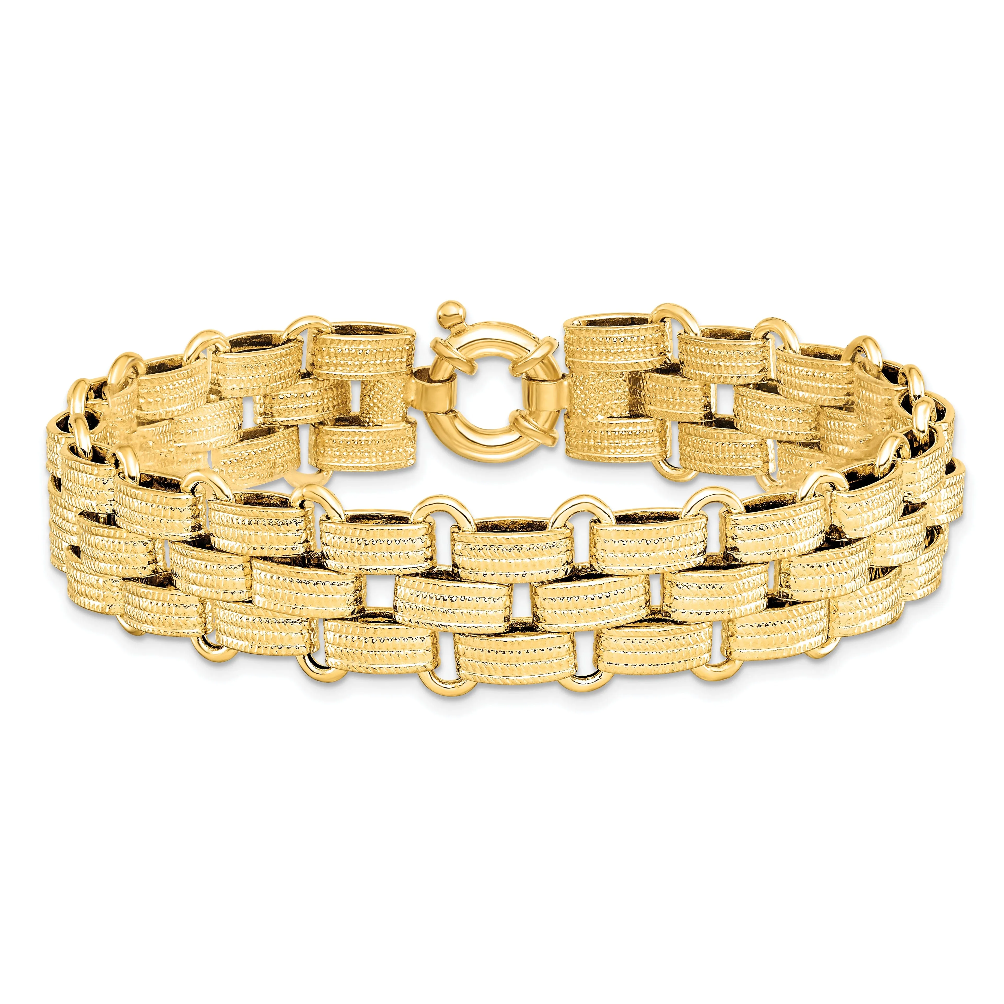 14k Yellow Gold Basket Weave Fancy Bracelet