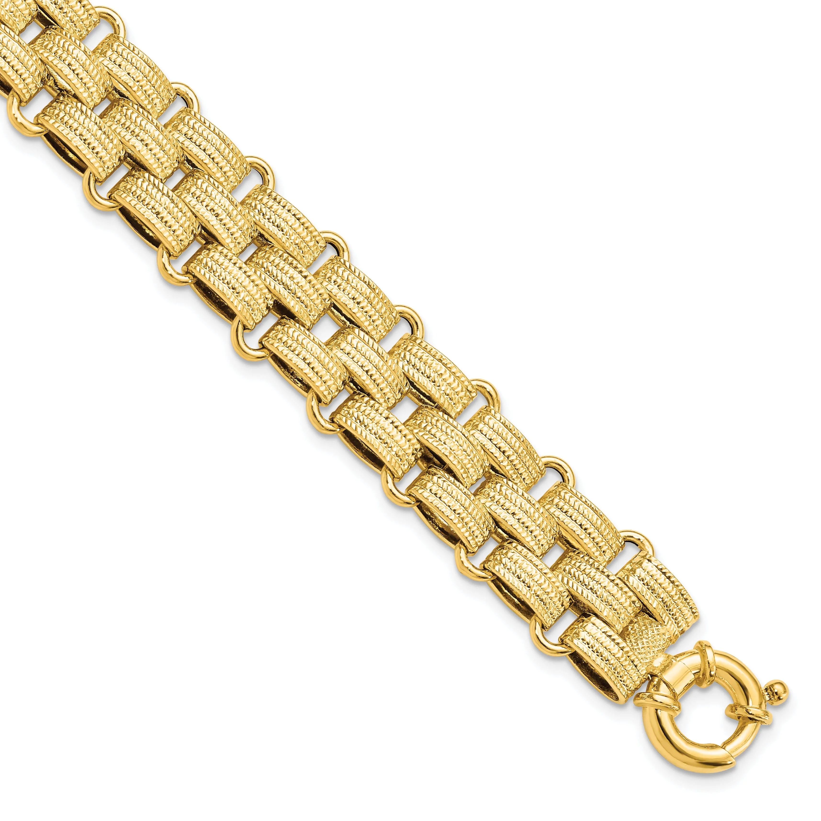 14k Yellow Gold Basket Weave Fancy Bracelet