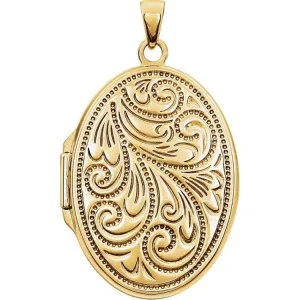 14K Yellow Gold-Plated Sterling Silver Oval Locket