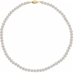 14K Yellow Panache® Cultured White Freshwater Pearl 18" Necklace