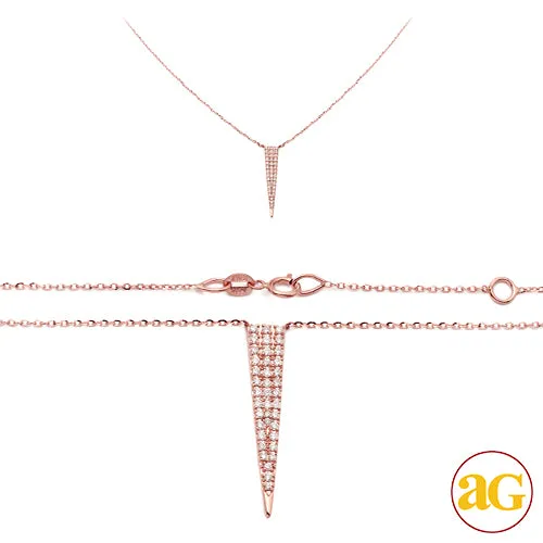 14KR 0.25CTW DIAMOND NECKLACE - FLAT TRIANGLE SPIK