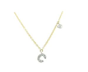 14Kt White And Yellow Gold Diamond Initial C Necklace