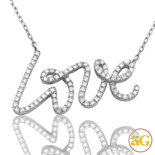 14KW 0.25CTW DIAMOND &quot;LOVE&quot; NECKLACE