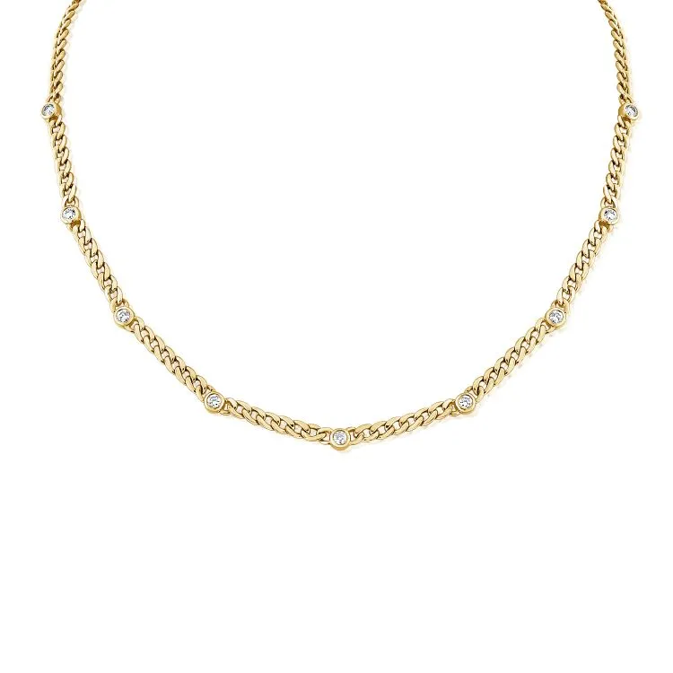 14KY Designer Links Station Necklace- KVN00147