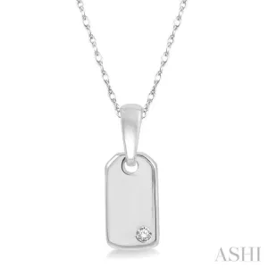 1/50 ctw Round Cut Diamond Tag Pendant With Chain in 10K White Gold