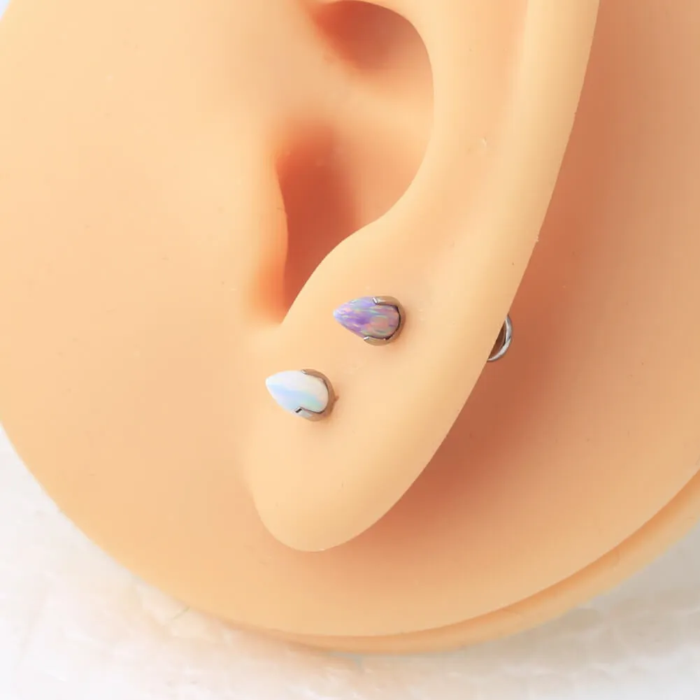 16G Opal Titanium Internally Threaded Labret Lip Stud