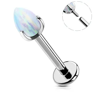 16G Opal Titanium Internally Threaded Labret Lip Stud