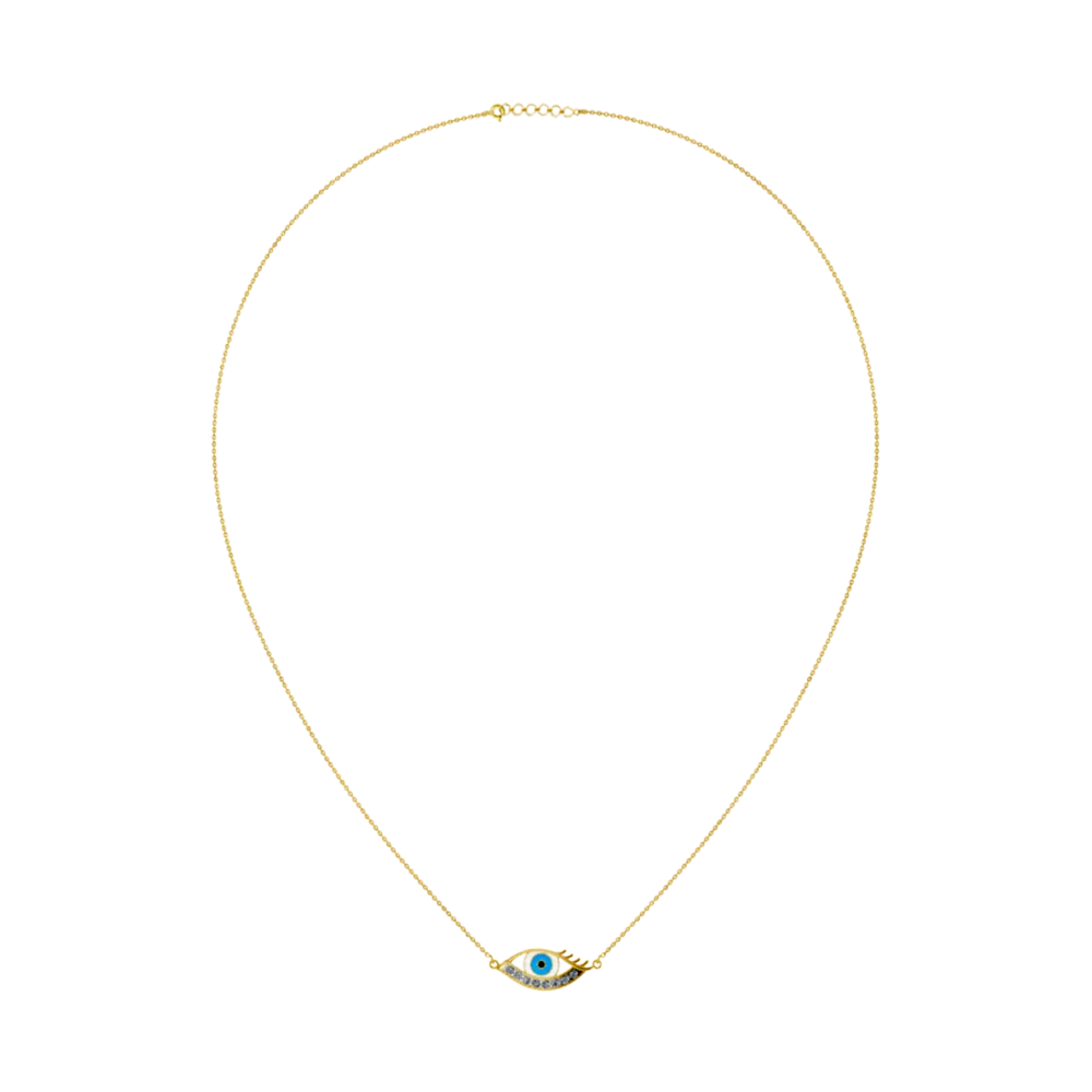 18 K Peacock Eye Themed Diamond And Gold Necklace