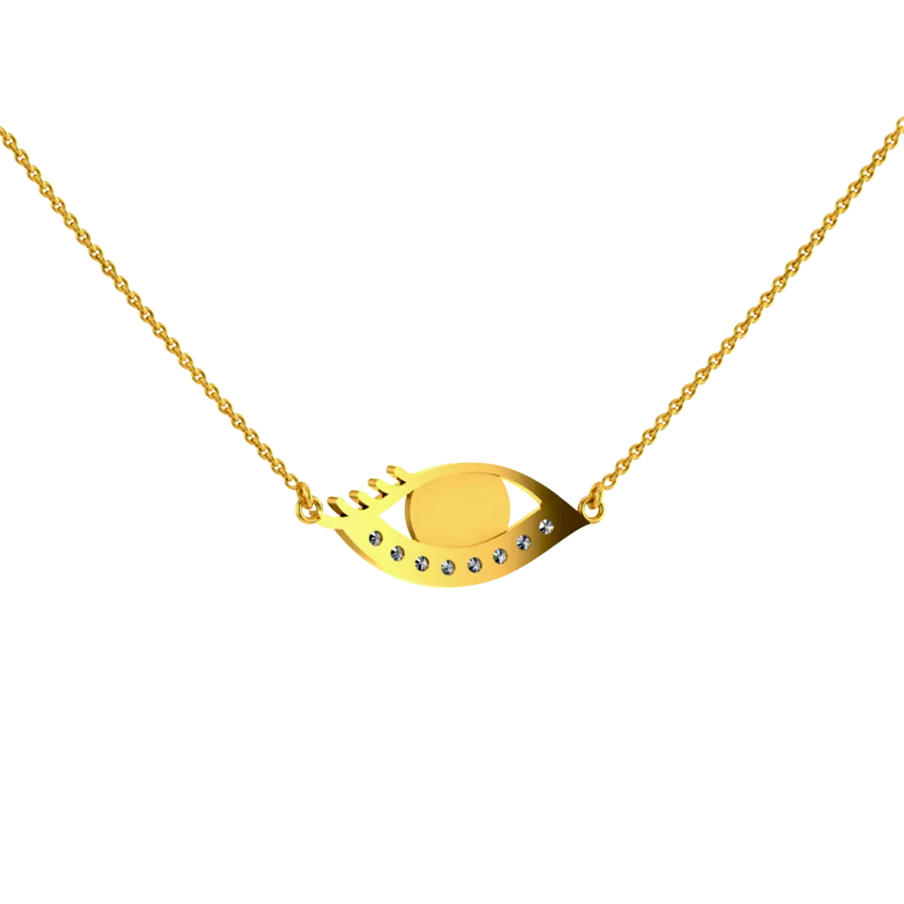 18 K Peacock Eye Themed Diamond And Gold Necklace