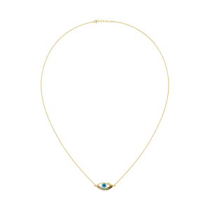 18 K Peacock Eye Themed Diamond And Gold Necklace