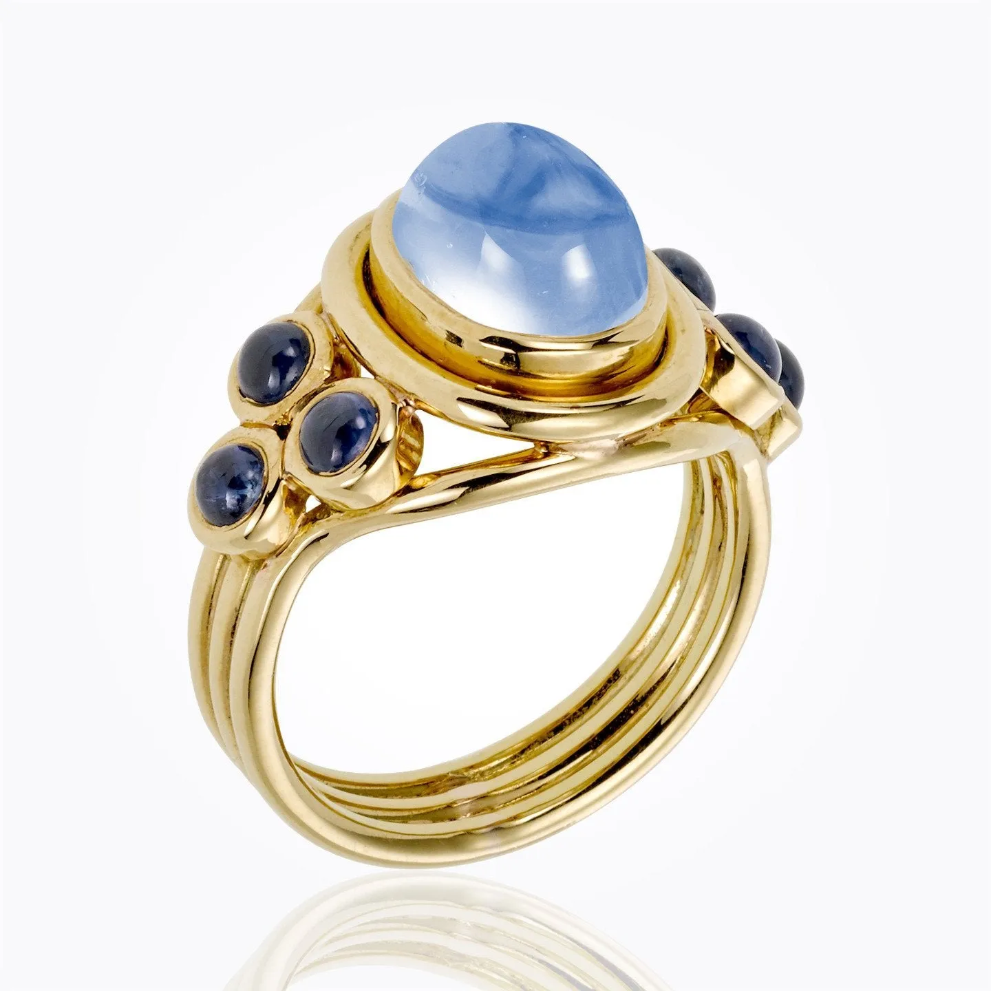 18K Classic St. Paolo Ring with royal blue moonstone and blue sapphire