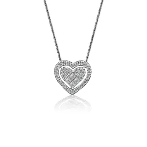 18k Gold Heart Shape Diamond Necklace