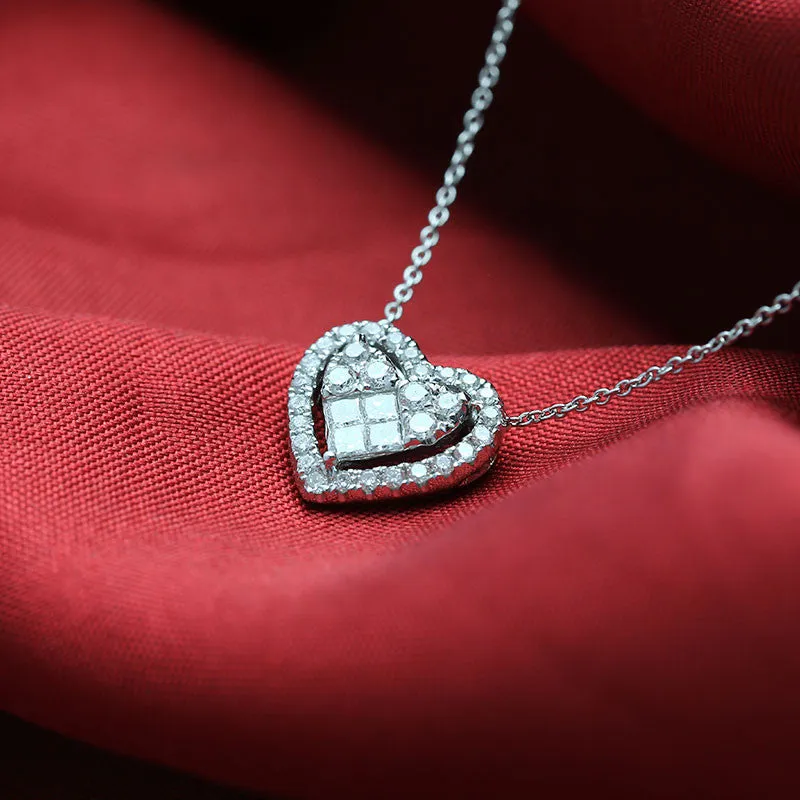 18k Gold Heart Shape Diamond Necklace