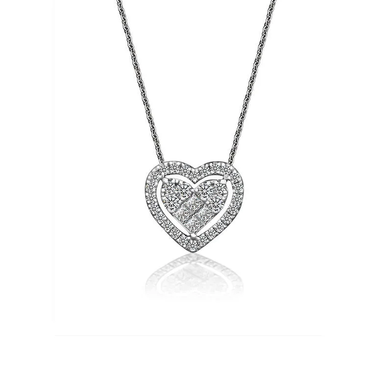 18k Gold Heart Shape Diamond Necklace