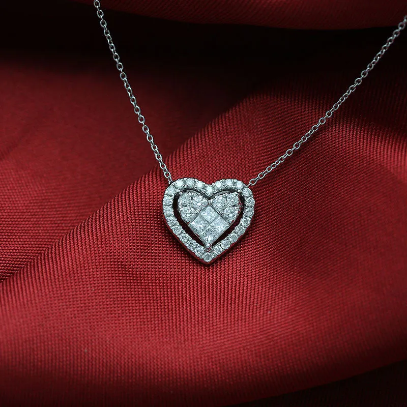 18k Gold Heart Shape Diamond Necklace