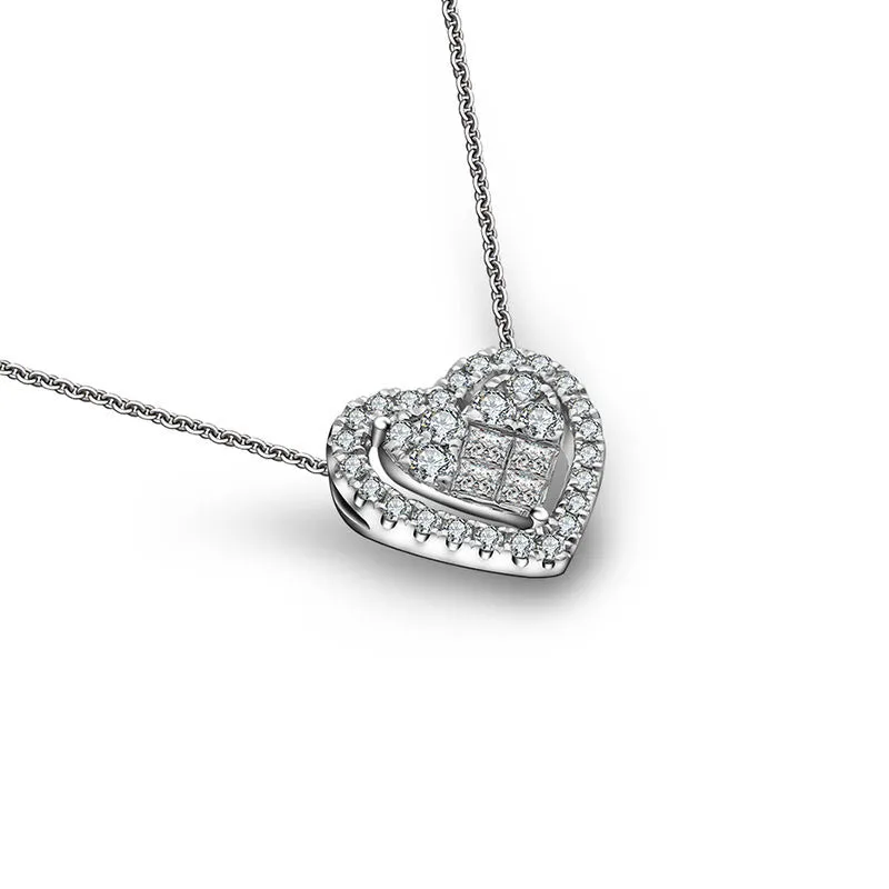 18k Gold Heart Shape Diamond Necklace