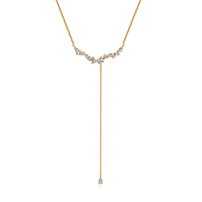 18k Gold irregular Shape Dangling Diamond Necklace