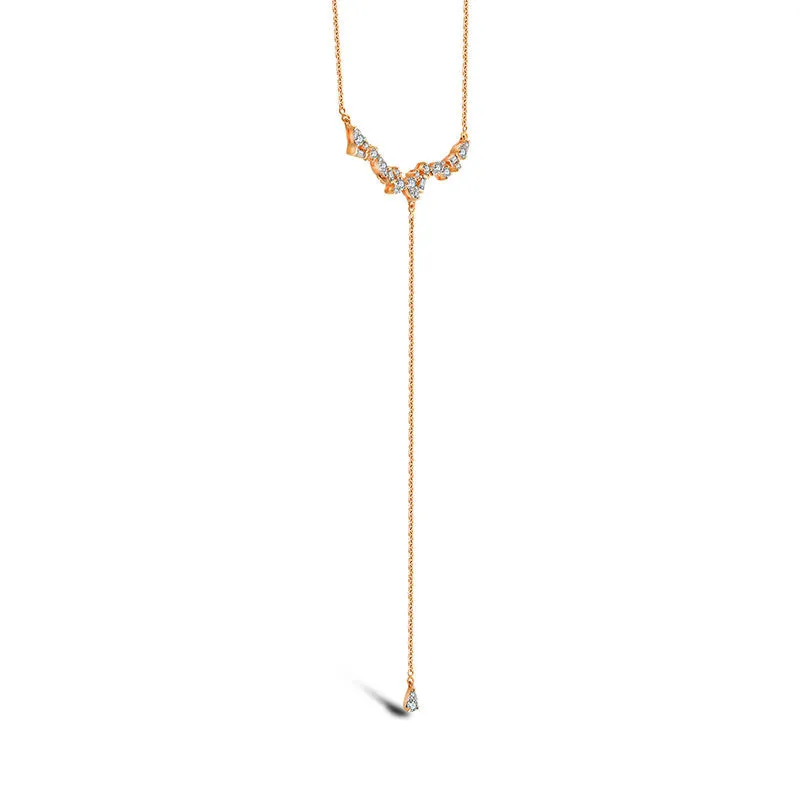 18k Gold irregular Shape Dangling Diamond Necklace