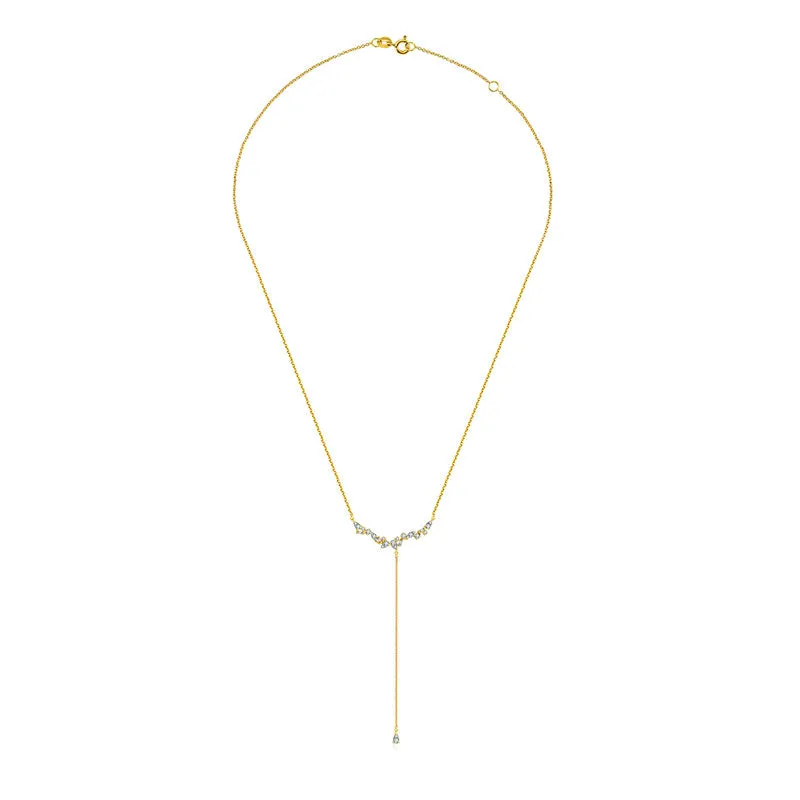 18k Gold irregular Shape Dangling Diamond Necklace