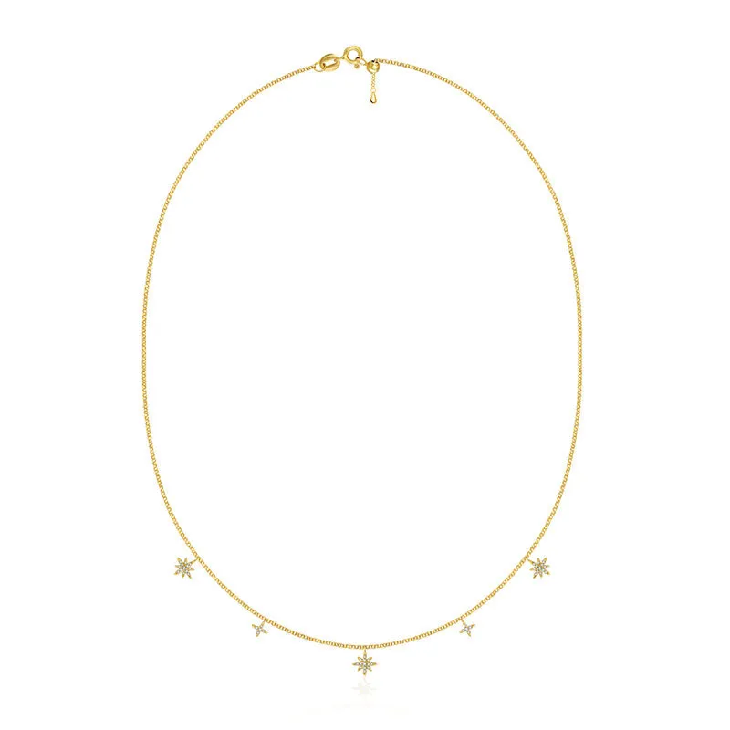 18k Gold Star Shape Diamond Necklace / Choker